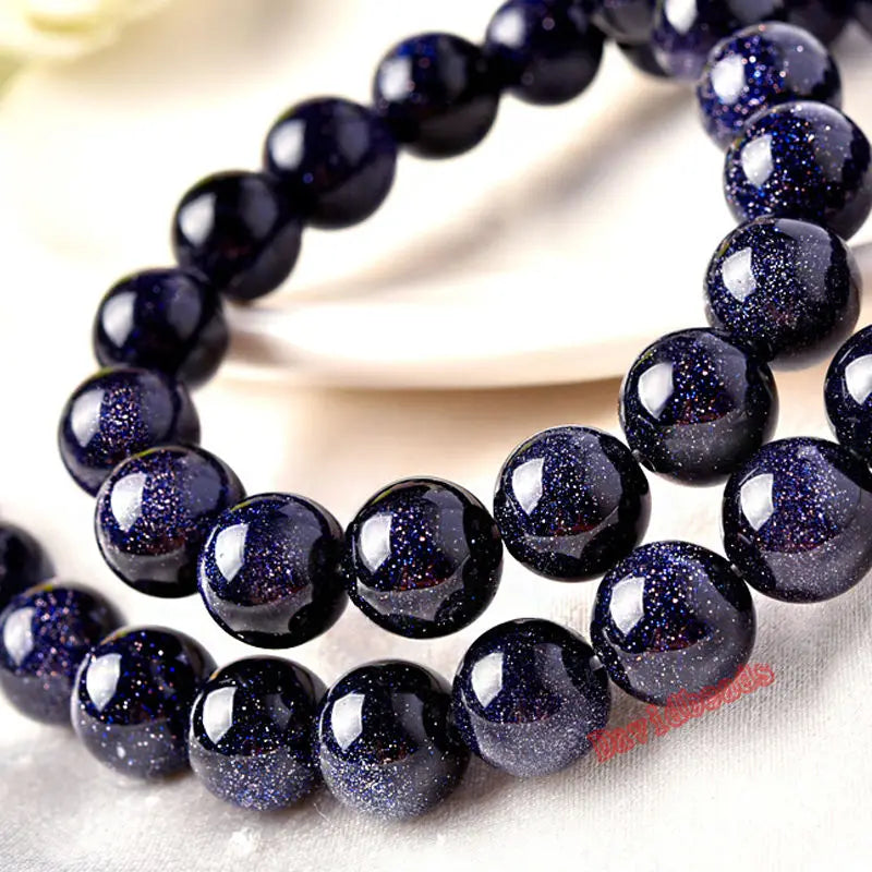 Natural Blue Sandstone Round Loose Beads