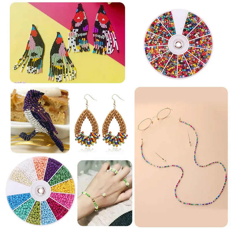 2000-Piece Glass Seed Beads Jewelry Set