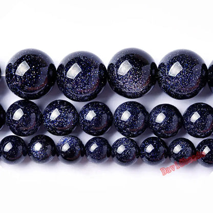 Natural Blue Sandstone Round Loose Beads