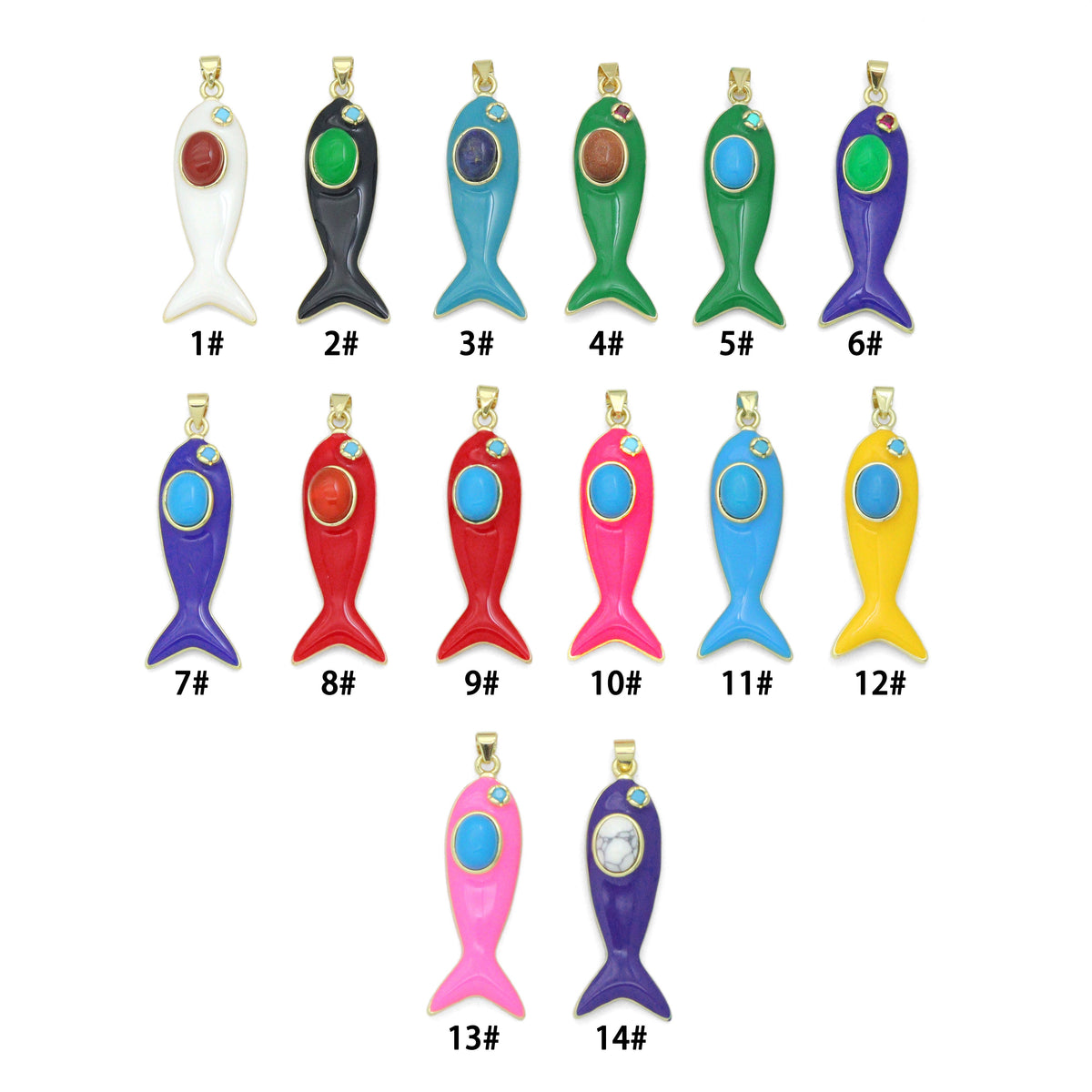 Colorful Enamel Fish Pendant Charm
