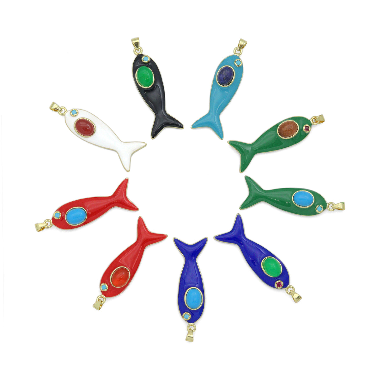 Colorful Enamel Fish Pendant Charm