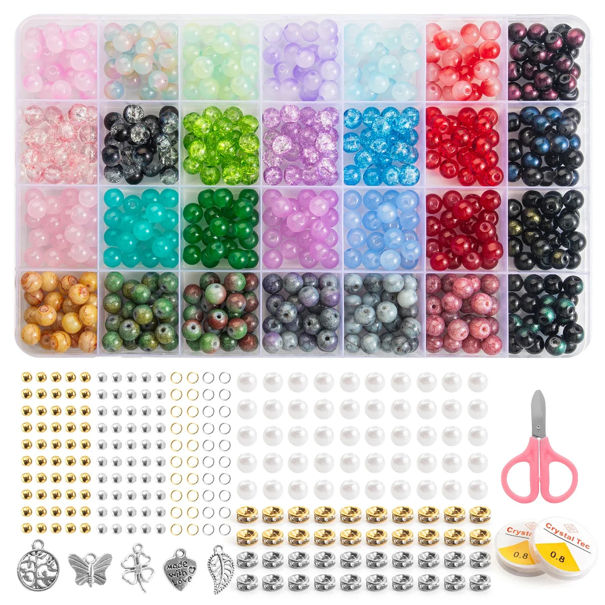 28-Color Glass Beads Bracelet Making Kit