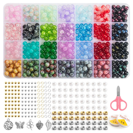 28-Color Glass Beads Bracelet Making Kit