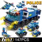 6-in-1 Police & Construction Vehicle Building Blocks Set