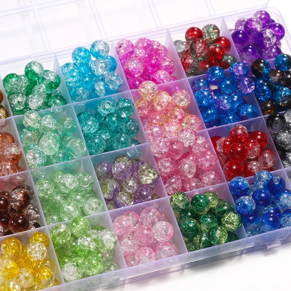 8mm Glass Crackle Spacer Beads