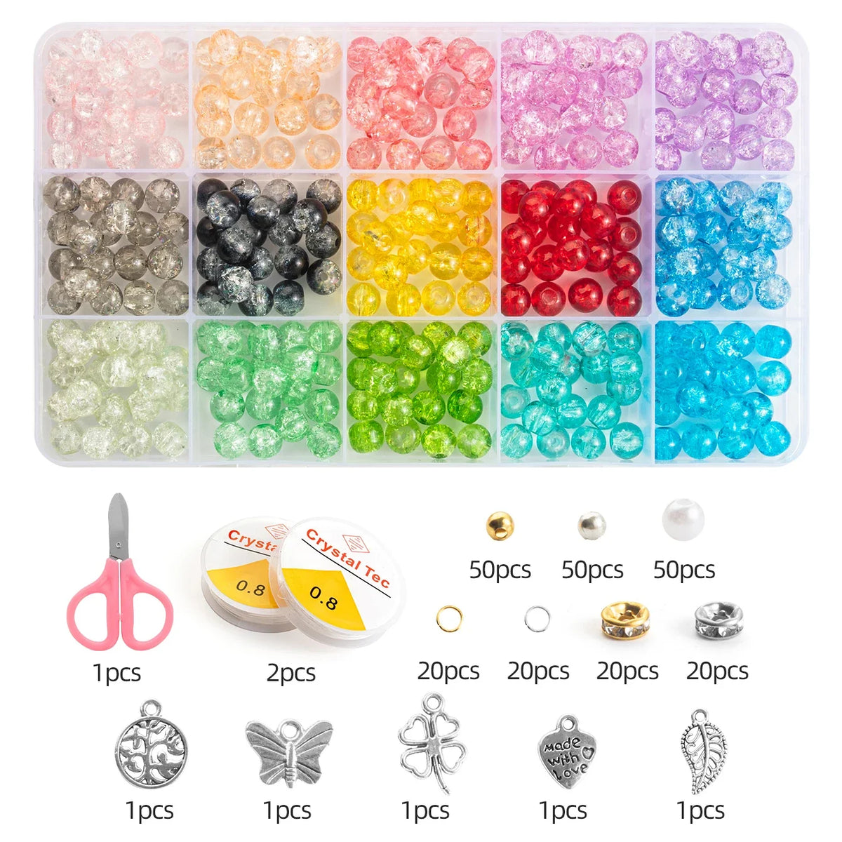 28-Color Glass Beads Bracelet Making Kit