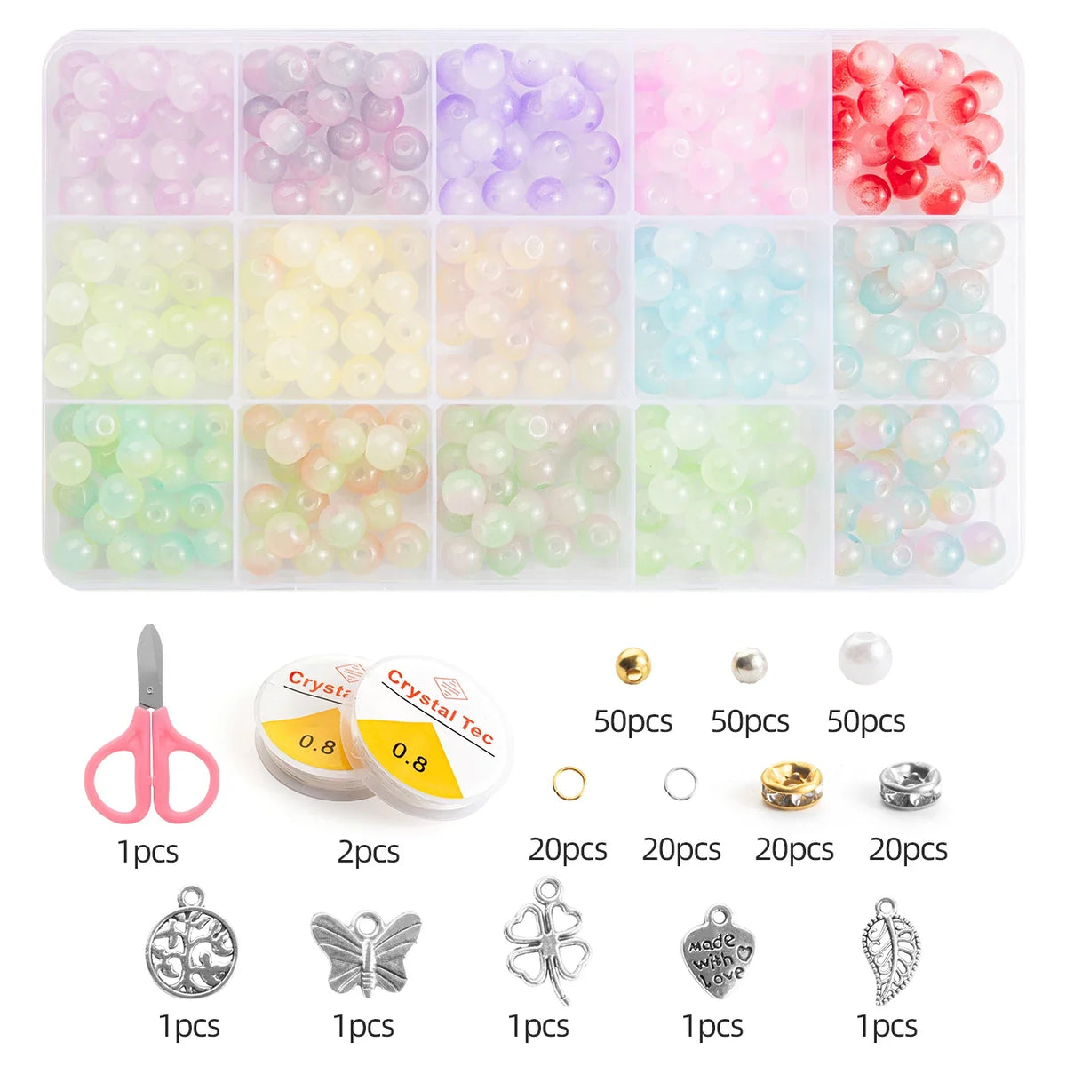 28-Color Glass Beads Bracelet Making Kit