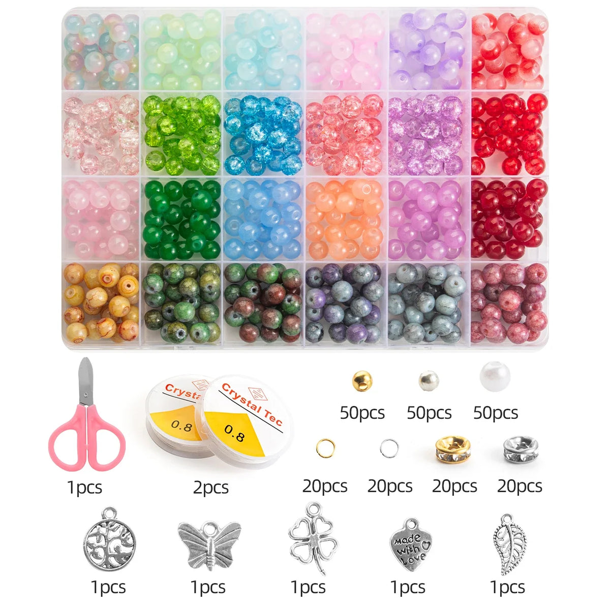 28-Color Glass Beads Bracelet Making Kit