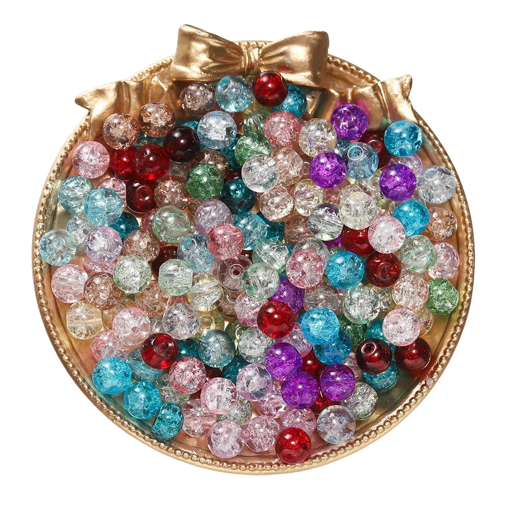 8mm Glass Crackle Spacer Beads