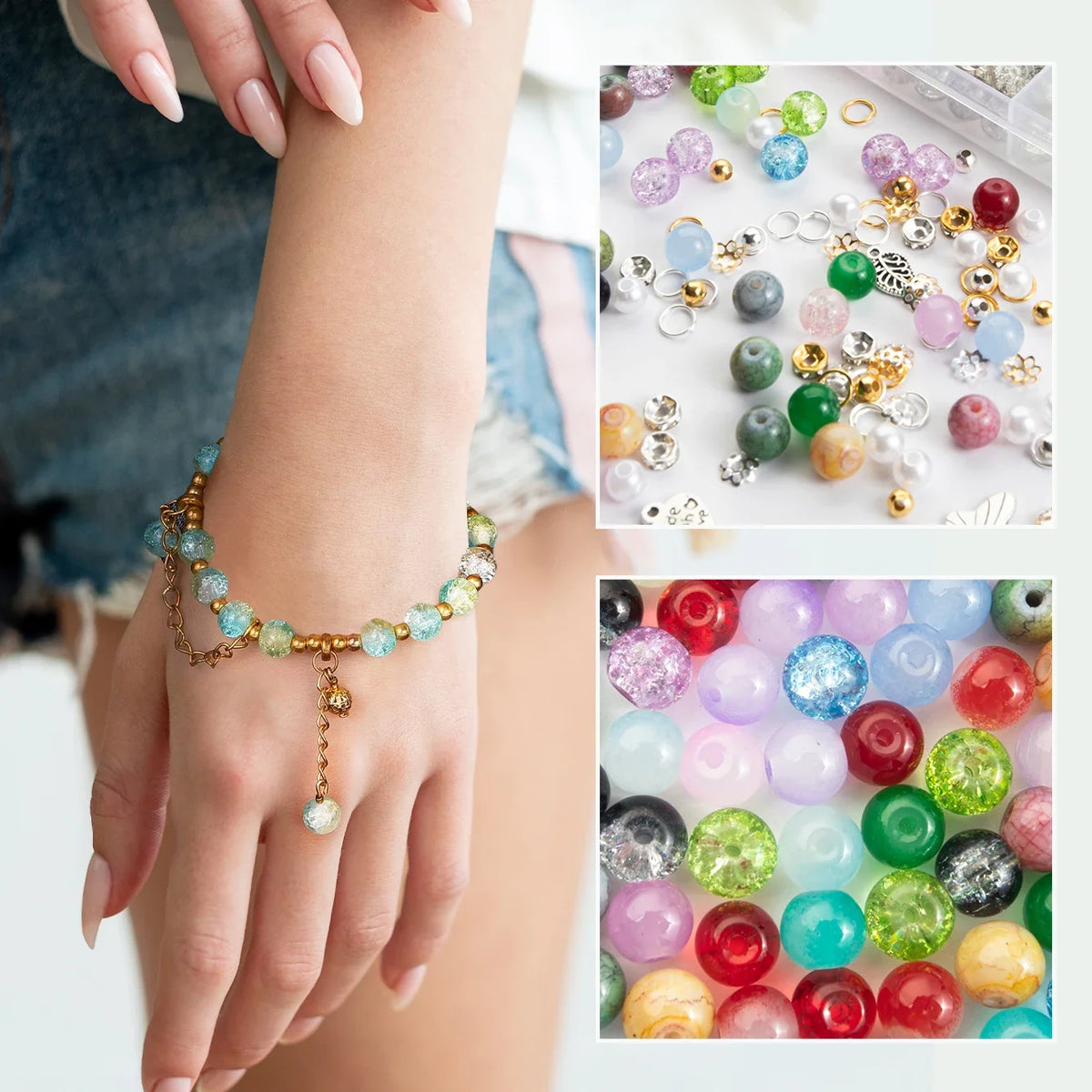 28-Color Glass Beads Bracelet Making Kit
