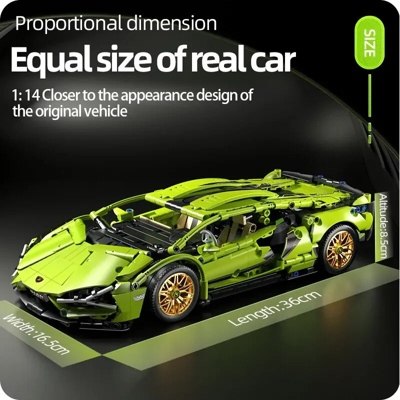 1280-Piece Technical Racing Sports Car Building Set