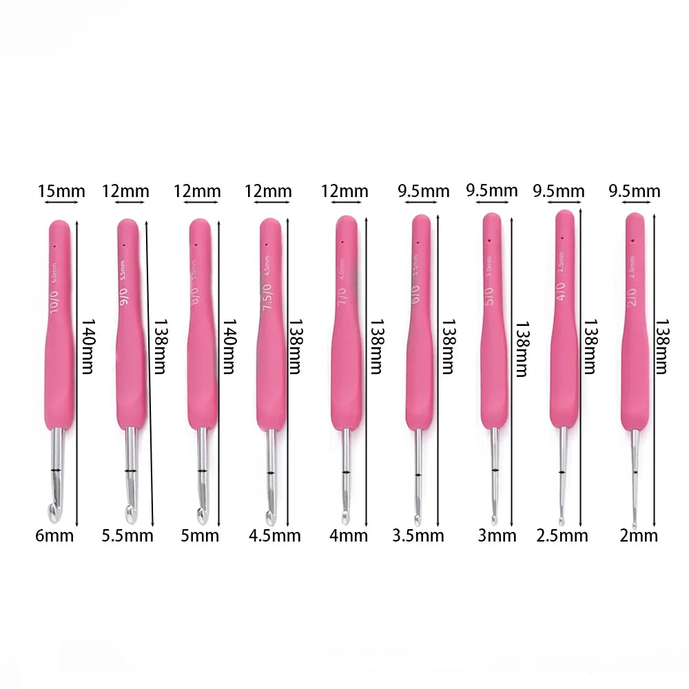 Ergonomic Colorful Rubber Handle Crochet Hook