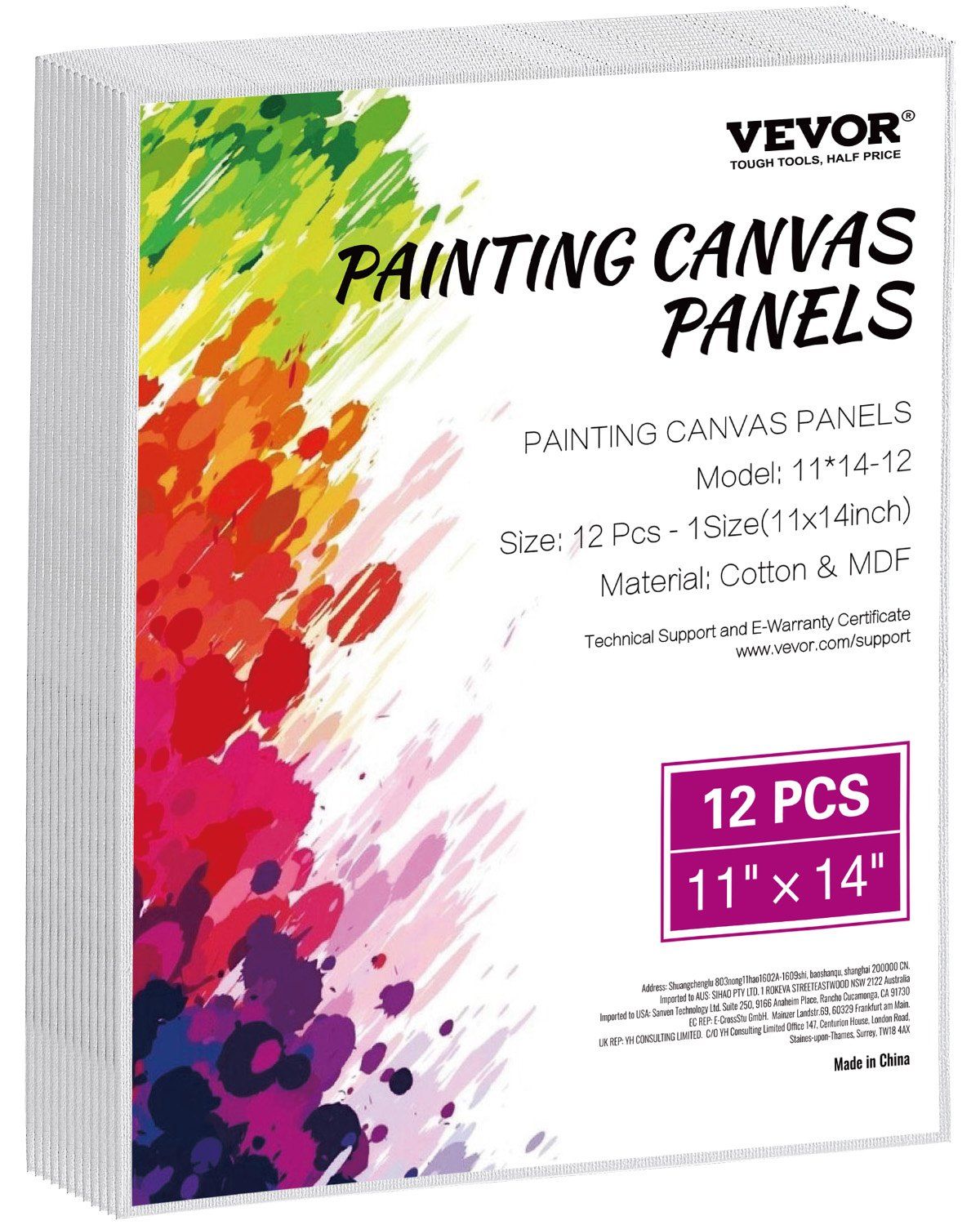 12-Pack 11x14 Inch Blank Canvas Boards