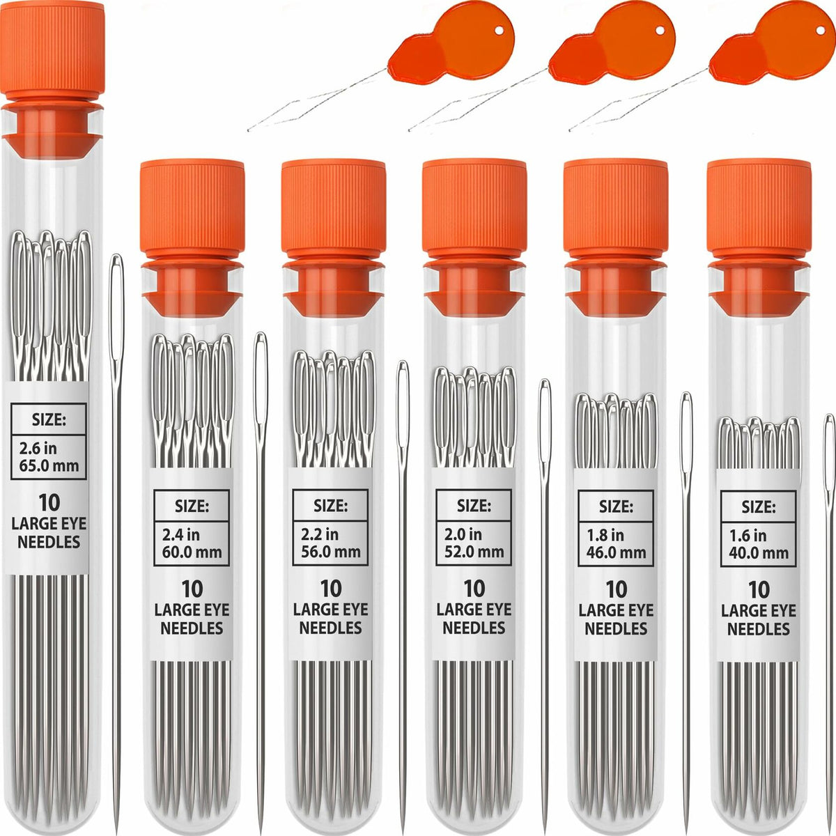 Large Eye Sharp Sewing Needles 60-Piece Set
