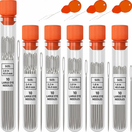 Large Eye Sharp Sewing Needles 60-Piece Set